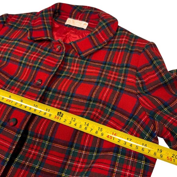 Vintage 60s Pendleton Wool Stewart Plaid Blazer Sz L Red Tartan Academia Preppy - Picture 5 of 13